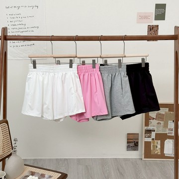 【Fee隔日到貨4色】高腰鬆緊短褲🔥闊腿褲 休閒短褲 褲子 棉短褲 棉褲 寬口褲 A字褲 鬆緊腰 短褲女 女裝