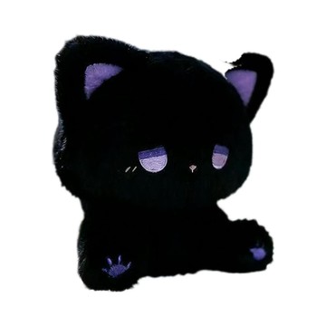 銀河異瞳 emo 小黑貓毛絨玩偶 治癒系呆萌黑貓公仔 桌面擺飾少女生日情人交換禮物小娃娃