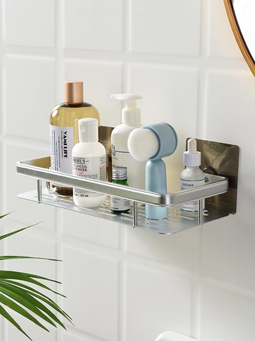 浴室收納架   免打孔衛生間置物架太空鋁洗漱臺浴室置物架廁所壁掛洗手間收納架【MJ17795】