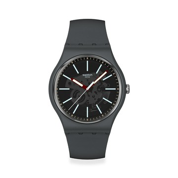 【swatch】COBBLESTONE STREET 深灰色 簍空 (41mm) 男錶 女錶 瑞士錶(SO29A101)