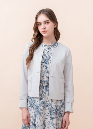 都會雅緻抓褶袖柔彈棉質外套