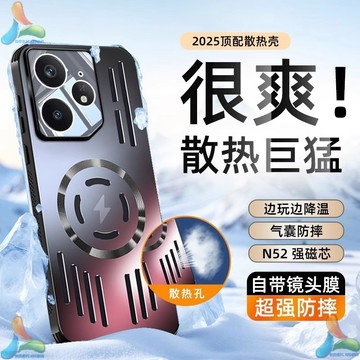 ✅台灣現貨✅冰鋁合金手機殼 散熱透氣 磁吸無線充 自帶鏡頭貼膜 Realme 真我Neo7 減震防摔氣囊殼 鏤空金屬背板