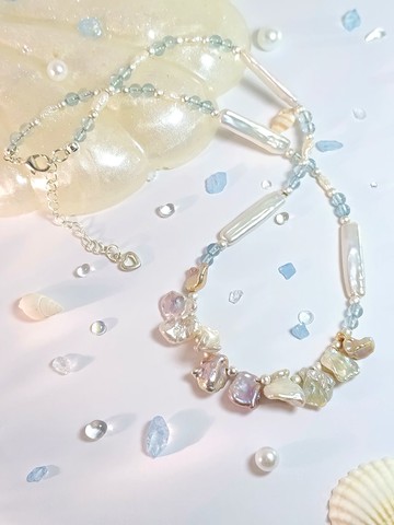 【YUE】潮光花誓 炫光大花瓣珍珠×棒形珍珠×異形珍珠×海藍寶