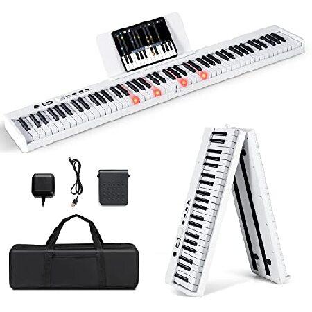 Costzon 88-Key Foldable Digital Piano Keyboard, Full Size Semi-Weighted Keyboard, Portable Electric Piano w Lighted Keys, Support USB MIDI, 並行輸入品