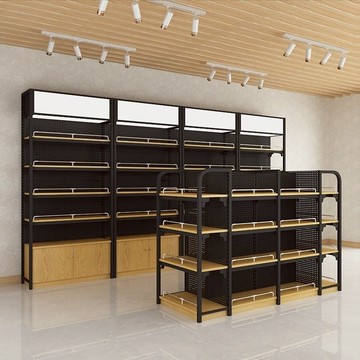 優購生活~木紋超市貨架鋼木便利店展柜陳列架母嬰店文具百貨貨櫃 展示櫃 高低櫃 電視櫃 書櫃 貨架 展架