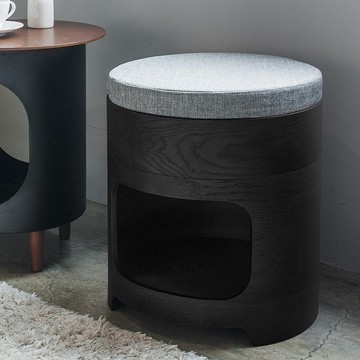 WOODY滿座 現代黑 曲木椅凳(含坐墊+長毛裝飾墊)