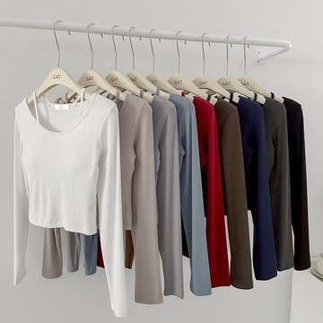 【Fee現貨9色新品】正韓螺紋細肩帶胸墊棉長袖上衣 BRA TOP🔥長袖上衣 胸墊長袖衣 設計上衣 女上衣韓版 GAT