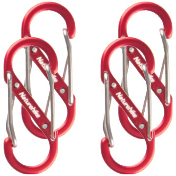 Naturehike 挪客 鋁合金S型登山扣  紅色  小(4 x 1.6 x 0.6cm)  4個