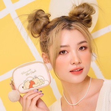 【Disney】小熊維尼棉花糖-雙層零錢包-米