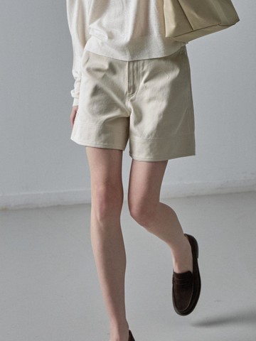 Washed Cotton Shorts [Cream]