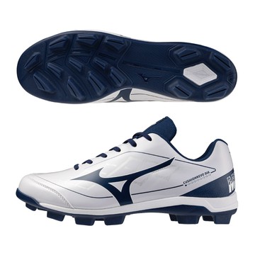 美津濃棒壘球鞋 MIZUNO Cushionrevo DIA 男女款 棒球鞋 壘球鞋 棒壘鞋 膠釘鞋 膠釘 寬楦 白 藍