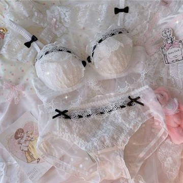 日系洛麗塔內衣女套裝小胸聚攏無鋼圈性感bra純欲蕾絲提胸文胸罩