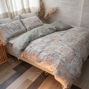 天絲床組 綠漾 D4雙人薄床包鋪棉兩用被四件組(60支) 100%天絲 棉床本舖