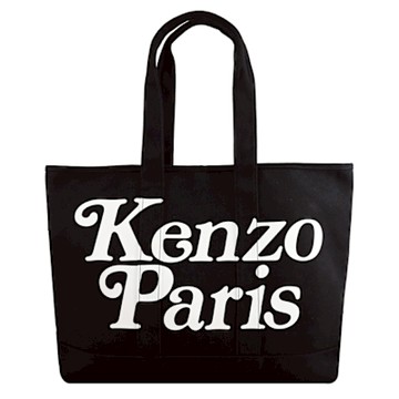 KENZO 經典燙印LOGO帆布肩背大托特包/購物包(黑)