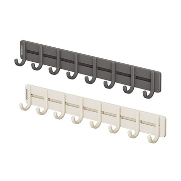 【ECOCO】意可可五金連排掛勾 8勾款 掛勾 免打孔 掛架 多功能 壁掛式 強力 承重 鍋鏟 勺子 鏟子 收納 置物架