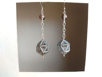 灰色長耳環串珠吊墜 volumous light drop