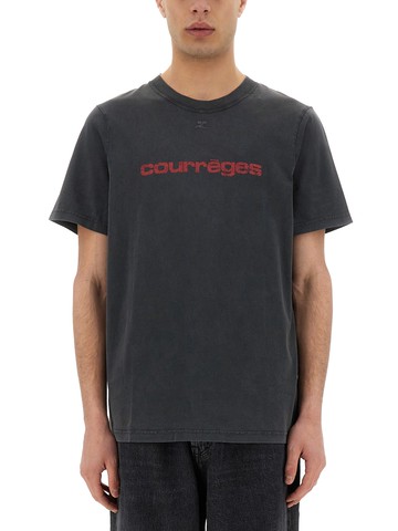 courreges logo print t-shirt
