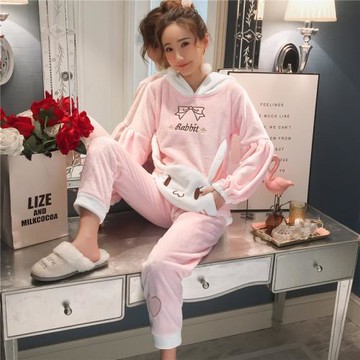 睡衣女2026年新款冬款加厚秋冬珊瑚絨加厚保暖法蘭絨冬季可愛套裝