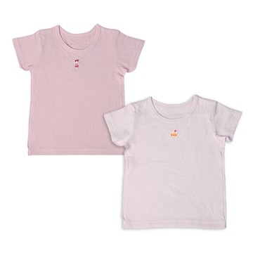 akachan honpo - 短袖圓領上衣2件組蓬鬆棉-芭蕾舞者&蛋糕-紫色