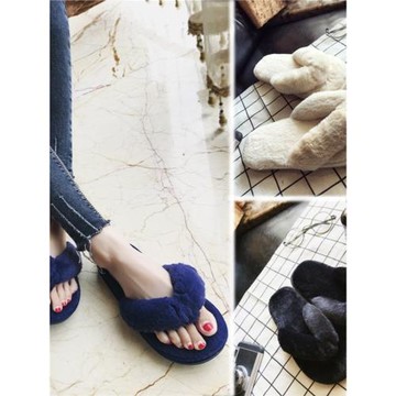 秋冬毛毛夾腳拖鞋女家居室內毛絨人字拖防滑外穿保暖空調房時尚