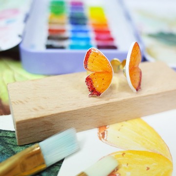 臺灣特有亞種 紫日灰蝶 繪畫開口戒指