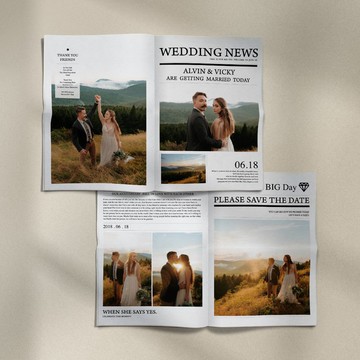 【 婚禮日報 】 謝卡 喜帖印刷 海報喜帖 少量印刷 電子喜帖