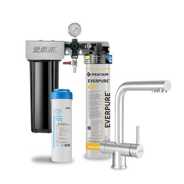 EVERPURE 櫥下型 PURVIVE Duo-4H2兩道式生飲淨水器(升級三用不鏽鋼龍頭/前置中空絲膜)