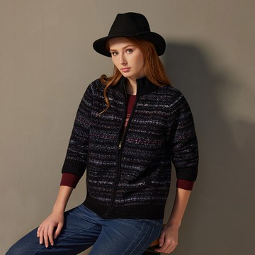 喀什米爾圈紗緹花立領口袋羊絨外套(2色)