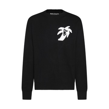 Palm Angels - Black Wool Cashmere And Viscose Blend Hunter Intarsia Logo Jumper