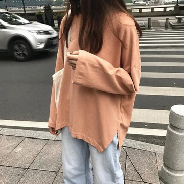 超火cec長袖T恤女初春寬松打底衫韓版ins潮原宿bf學生百搭上衣服