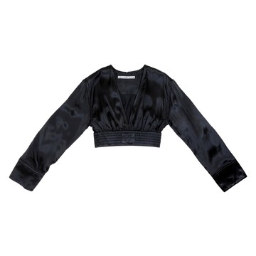 alexanderwang 短版v領緞面針織衫