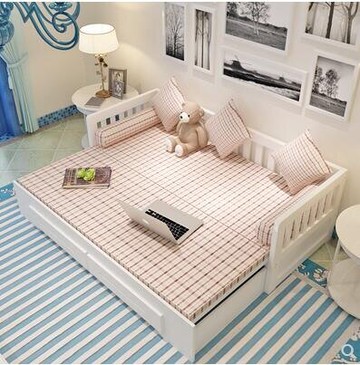 實木沙發床 1.5雙人 客廳可折疊多功能抽拉式兩用小戶經濟型