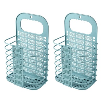 可折疊式髒衣收納籃/洗衣籃 2個  46 x 25.5 x 16cm  藍色