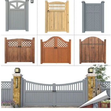 防腐木戶外庭院大門花園柵欄門雙開門單門簡易家用半腰門小院門