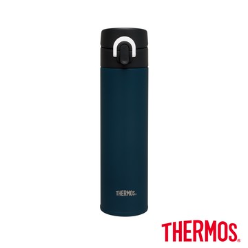 【THERMOS膳魔師】不鏽鋼黛藍風韻彈蓋真空保溫瓶400ml(JNI-401-BBK)