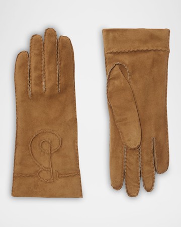 B Logo Suede Gloves