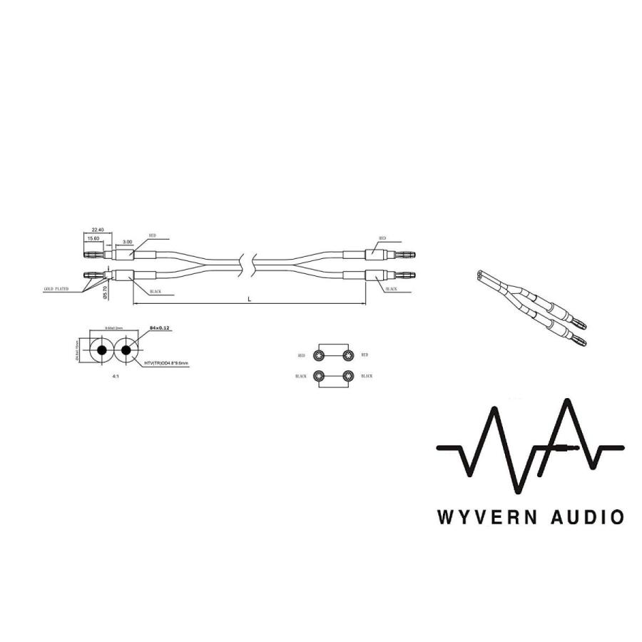 シングル   単品販売 バナナプラグ加工済By WYVERN AUDIO 24K 純銅プラグ スピーカーケーブル 完成品 ハンダ済み 青 （