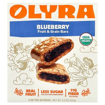 Olyra, 水果和穀物零食，藍莓味，4 包，每包 1.32 盎司（37.5 克）