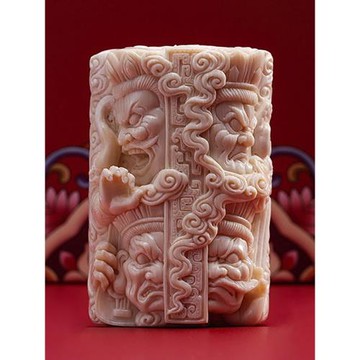 悟仰堂原創志東大師四大天王猛犸牙雕吊墜男手把玩件牙雕隨身收藏