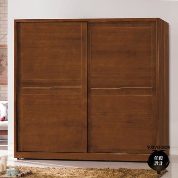 【顛覆設計】亞密胡桃色7x7尺推門衣櫥