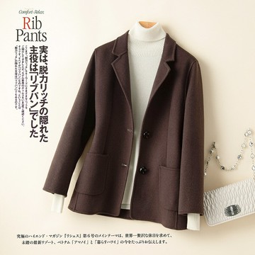 羊毛大衣毛呢外套-上班族通勤小個子雙面西裝女外套7色74hc33【獨家進口】【米蘭精品】