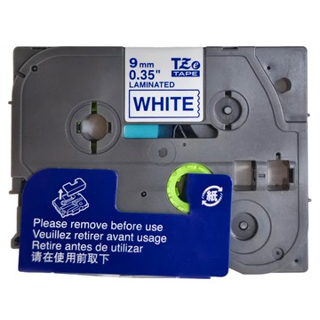 TZeTAPE 護貝帶 白底藍字 9mm  1個