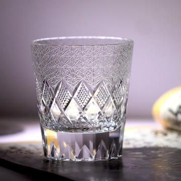 透明K9水晶杯江戶切子高端洋酒威士忌酒杯無鉛高級感奢華玻璃杯子