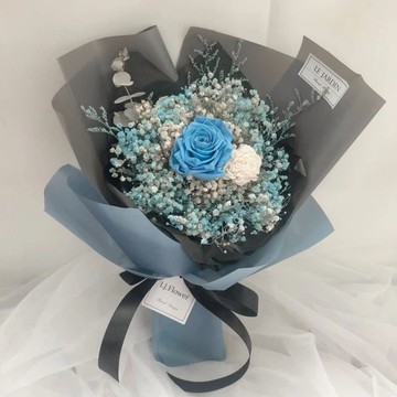 【Flower Plus】莫藍迪灰藍永生玫瑰花束