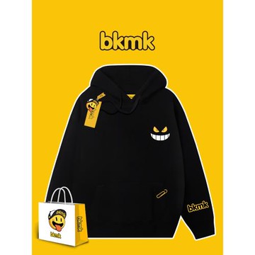 (免運)bkmk慵懶風大牌新款套頭連帽衛衣男裝美式惡魔印花寬松春季潮加絨