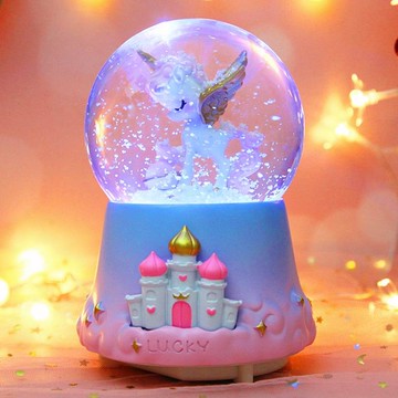 水晶球八音盒女孩兒童雪人旋轉音樂盒擺件女生禮物 99購物節
