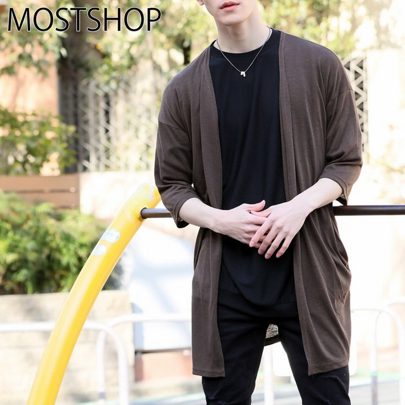 Mostshop ロング カーディガン メンズ 5分袖 リネン 麻 ニットソー 杢調カラー ショールカラー 無地 ドレープ ロング丈 トップス男性 グリーン M メンズ 通販 Lineポイント最大2 0 Get Lineショッピング