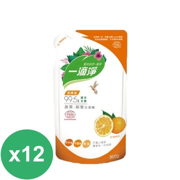 一滴淨蘆薈多酚洗潔精補充包800mlx12包-柑橘植萃