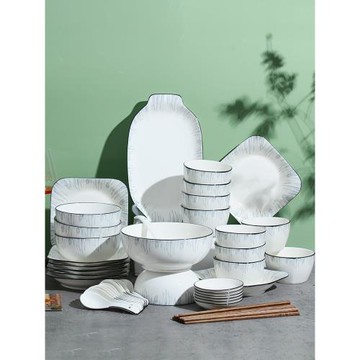 2025新款餐具套裝碗碟家用中式喬遷新居高級感輕奢盤子碗碗筷組合