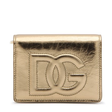 Dolce & Gabbana - Gold Metal Leather Dg Logo Wallet